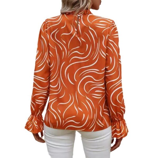 Women's Water Ripple Printed Long-sleeved Top - Image 4