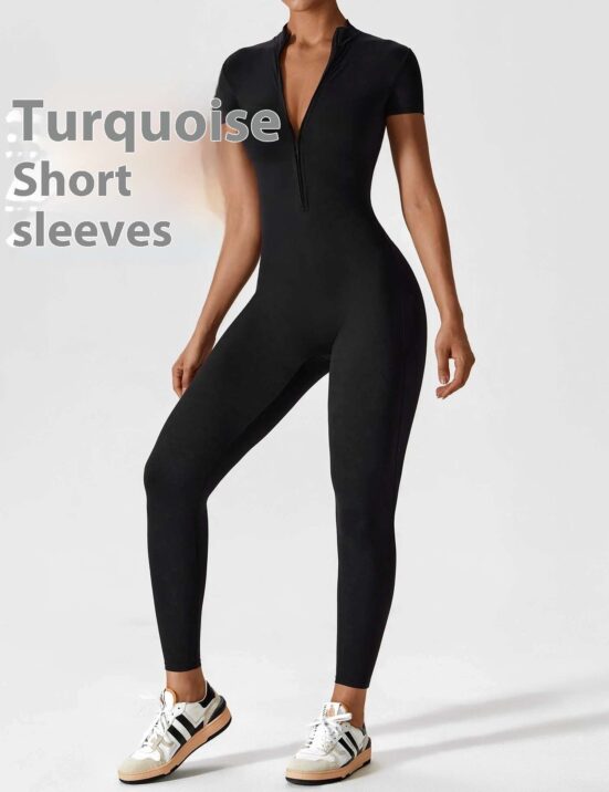 Zipper Long Sleeve Jumpsuit Yoga Fitness Training Pants Tight Hip Seamless Sports Jumpsuit For Women Clothing - Image 5