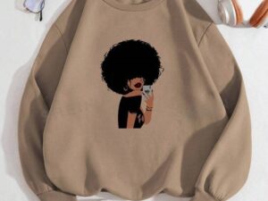 Figures Pattern Warm Lined Sweatshirt