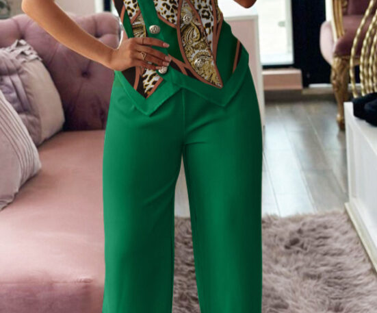 Fashion Women's Sleeveless Blouse Two-piece Suit - Image 5