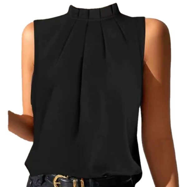 Summer Simple Black Casual Sleeveless Slim Vest - Image 2