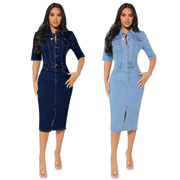 Women's Fashion Personality Denim Hip-wrapped Dress - Image 6