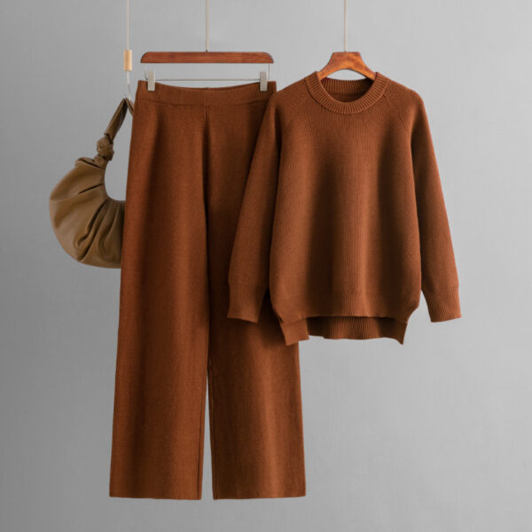 Loose Knitted Long Sleeves Two-piece Set For Women - Image 8