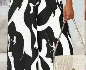 Women's Fashionable Random Print Backless Jumpsuit