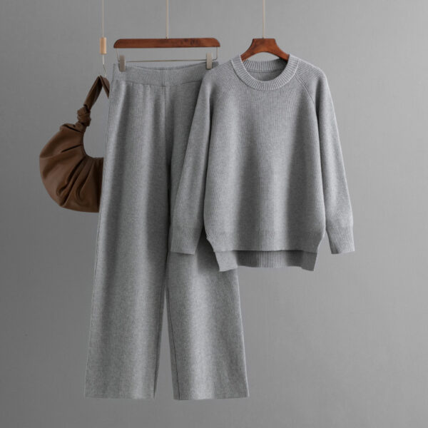 Loose Knitted Long Sleeves Two-piece Set For Women - Image 4