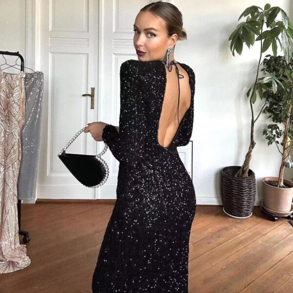 Women's Fashion Beads Decoration Dress - Image 3