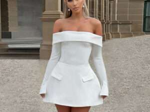 Off-shoulder A- Line Dress Women's Elegant Slim Fit