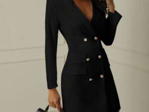 Double breasted coat dress women