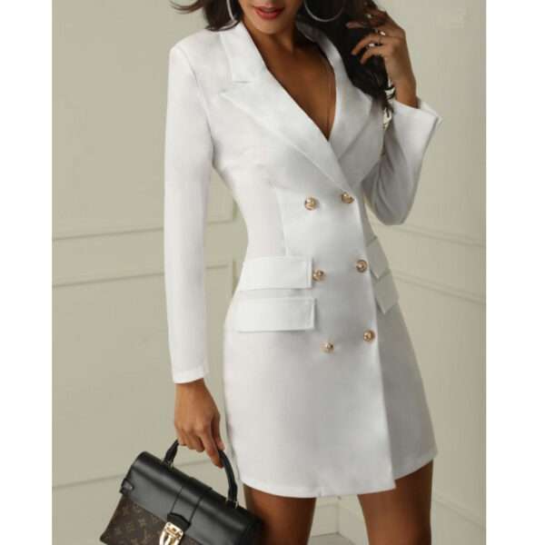 Double breasted coat dress women - Image 3
