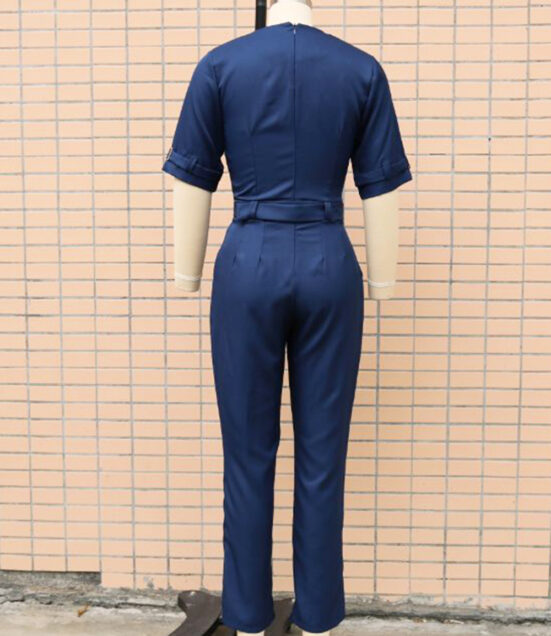 Women's Clothing Fashion Tailored Collar Fit Slim-fit Commute Jumpsuit - Image 7
