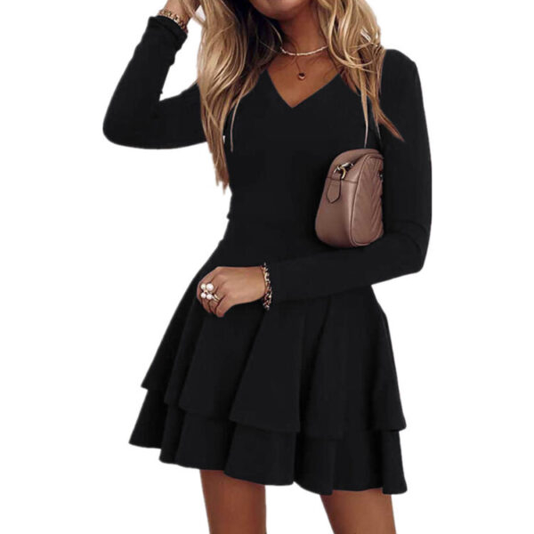Temperament Was Thin French Solid Color Base Dress - Image 3