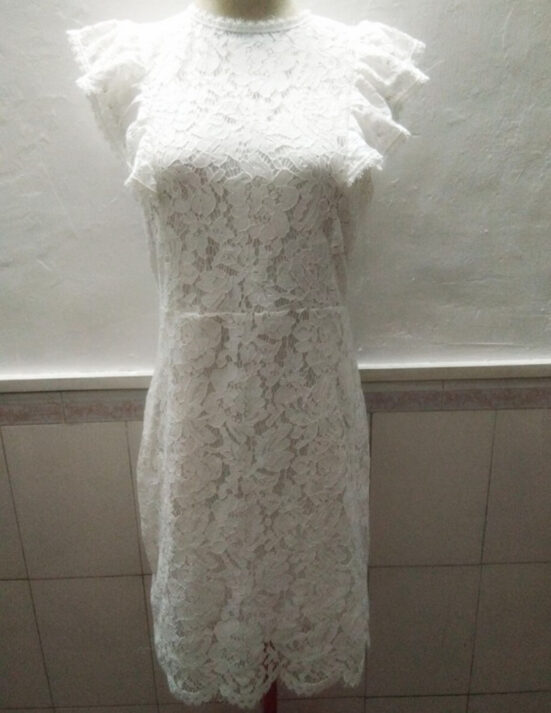 Lace Round Neck Sleeveless High Waist Dress - Image 4