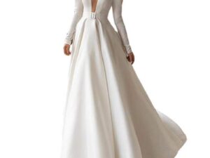 Ladies Style White Dress Satin Surface Was Thin And High French Temperament Dress Long Skirt