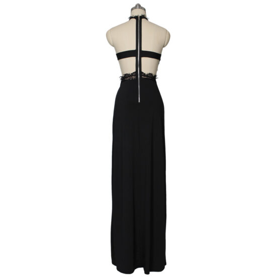 European and American women's summer long skirt sexy perspective lace naked back high slit dress - Image 4