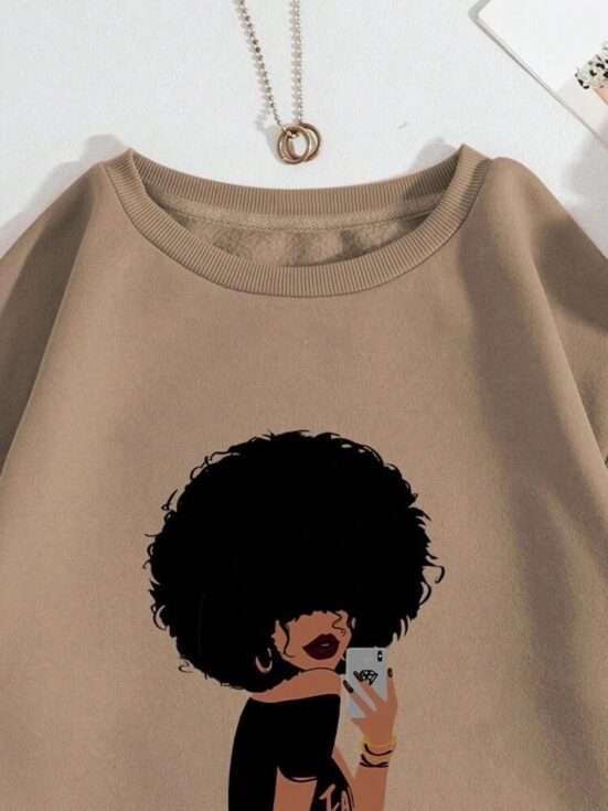 Figures Pattern Warm Lined Sweatshirt - Image 3