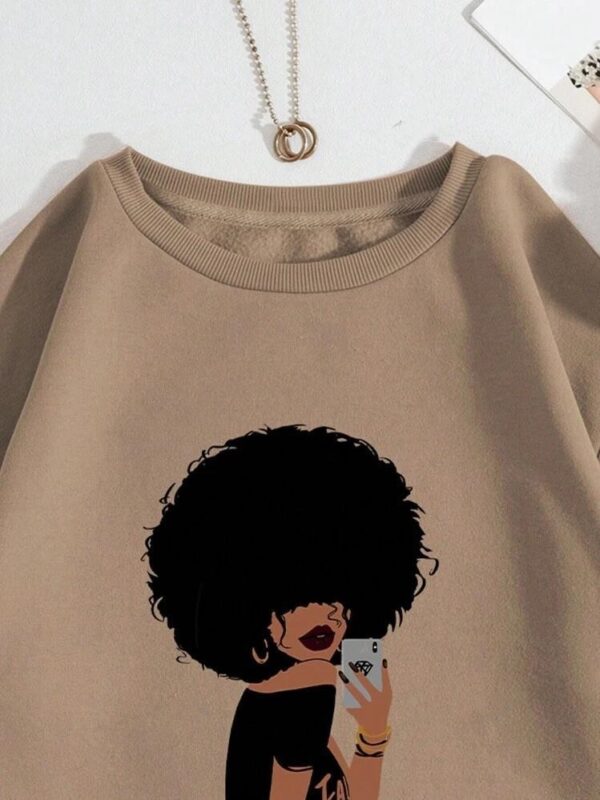 Figures Pattern Warm Lined Sweatshirt - Image 3