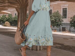 Women's Fashion Half Sleeves Loose Women's Clothing Dress