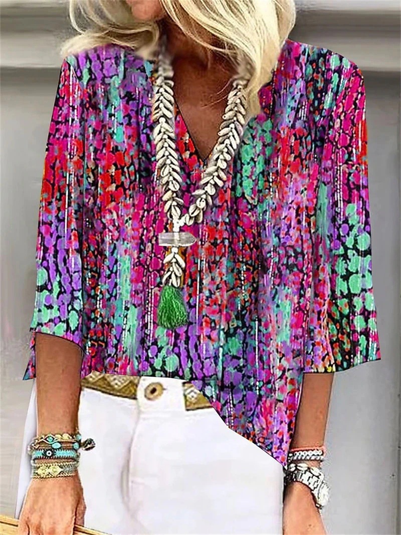 Cross-border Amazon Clothing 3D Printed V-neck Pullover Leisure Cropped POD Customization - Image 7