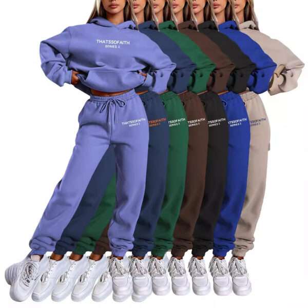 Women's Letter Printed Hoodie Trousers Suit - Image 8