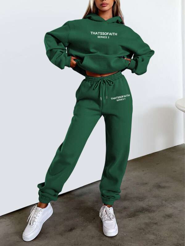 Women's Letter Printed Hoodie Trousers Suit - Image 5