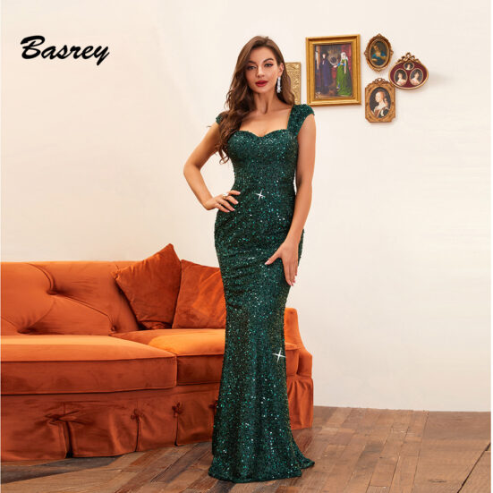 Sequin Sling Mid Waist Party Evening Dress Long Mop Dress - Image 2
