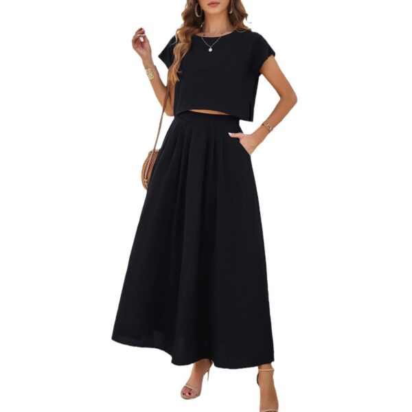 Women's Minimalist Casual Sleeveless Top And Long Skirt Set - Image 6