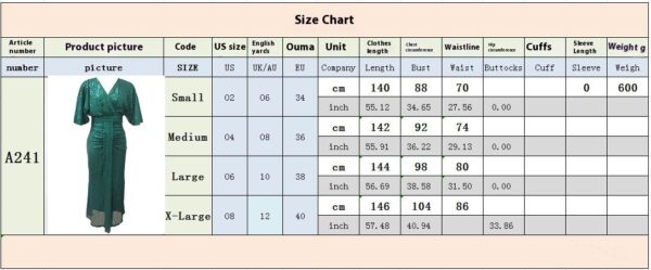 High Waist V-neck Pure Color Sequins Shoulder Sleeve Dress Women's Long Formal Dress - Image 5