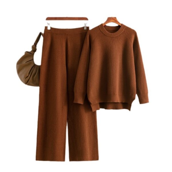 Loose Knitted Long Sleeves Two-piece Set For Women - Image 6