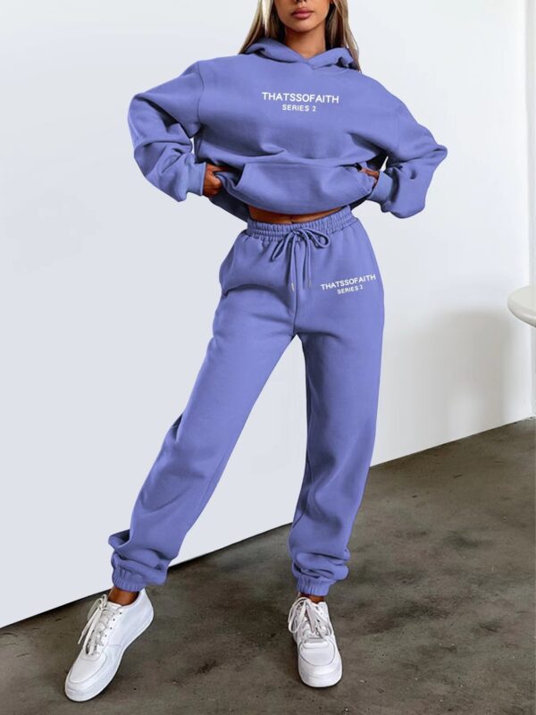 Women's Letter Printed Hoodie Trousers Suit - Image 10
