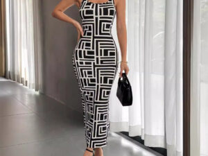 Women's Printed Vest Dress Short Sleeve
