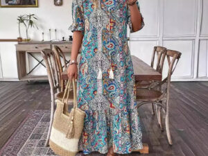 European And American Leisure Paisley Print Dress