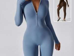 Zipper Long Sleeve Jumpsuit Yoga Fitness Training Pants Tight Hip Seamless Sports Jumpsuit For Women Clothing