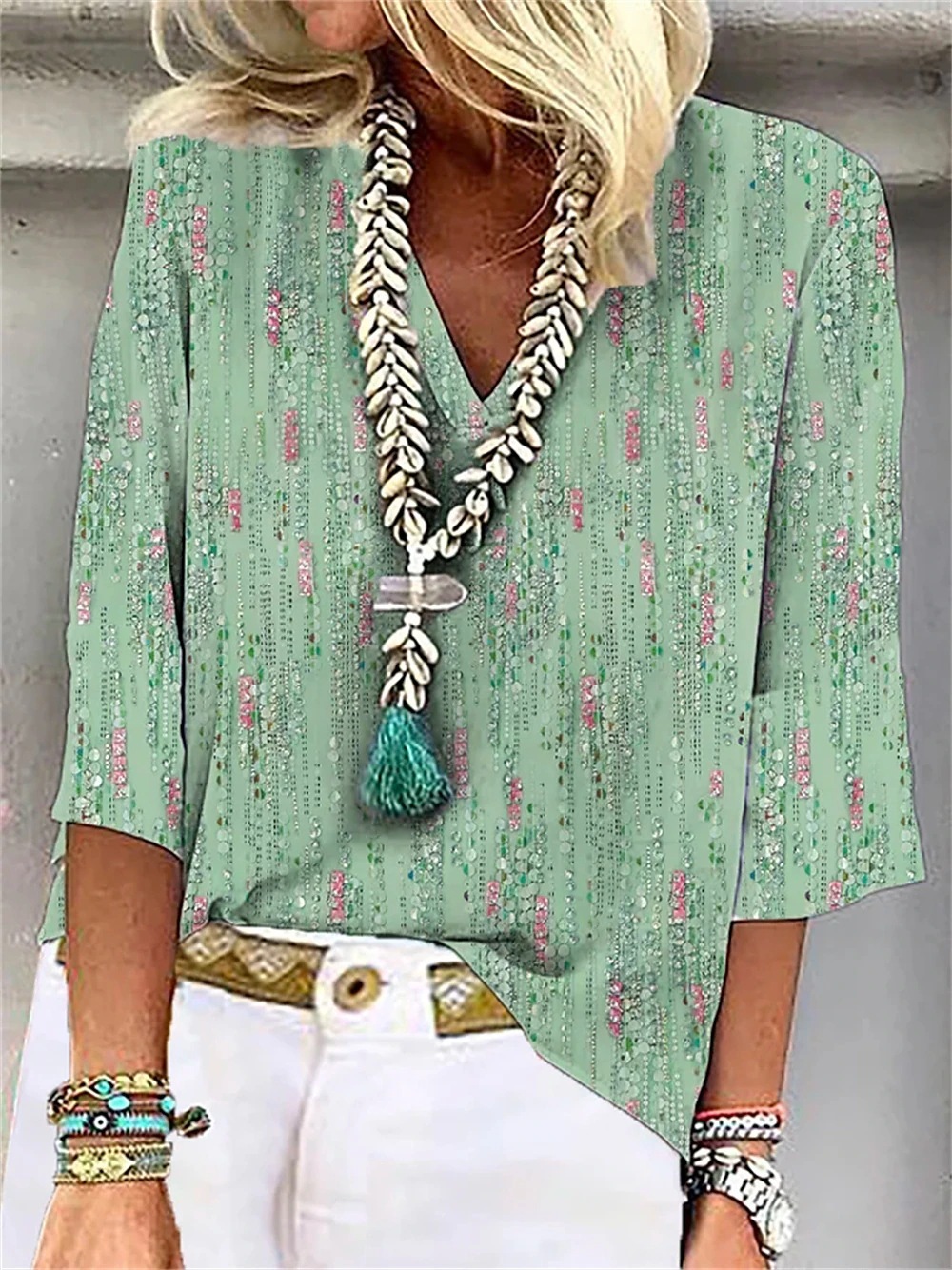 Cross-border Amazon Clothing 3D Printed V-neck Pullover Leisure Cropped POD Customization - Image 6