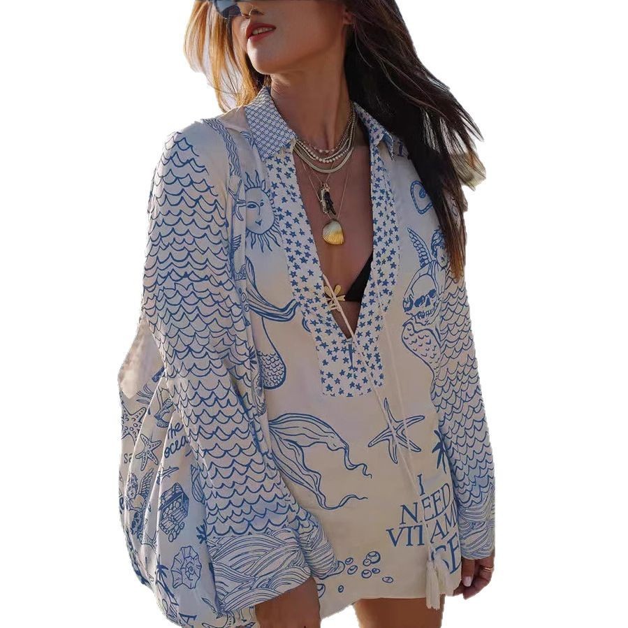 Women's Shirt Shorts Loose Printing Suit - Image 7
