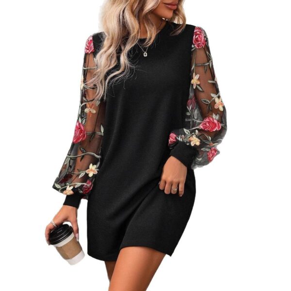 Round Neck Lace Long Sleeve Dress Women - Image 5