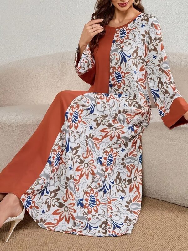 Women's Printed Long Skirt - Polyester Fiber, Machine Washable, Opaque - Image 5