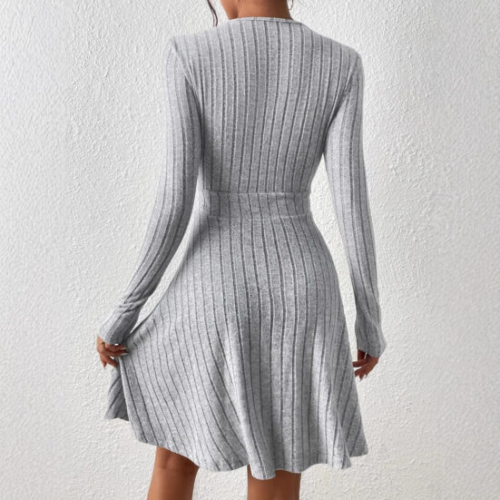 Sexy Slimming Beam Waist Long Sleeve Dress - Image 3