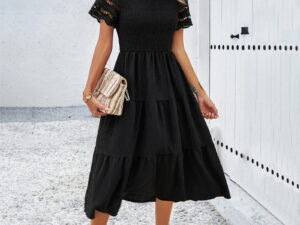 Women's Temperament Smocking Hollow Dress