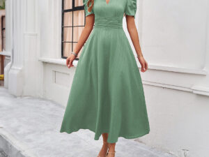 Spring And Summer Elegant Solid Color Waist Tight Dress