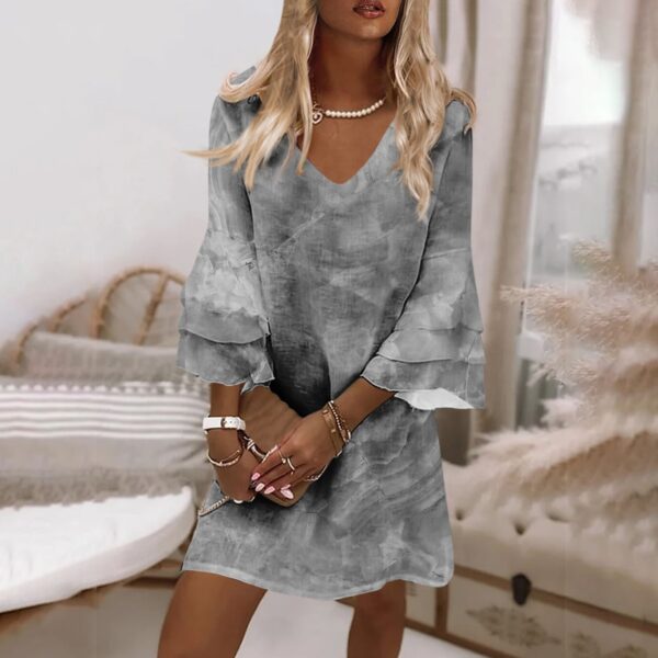Mid-waist Marble Printed Short Sleeve Dress - Image 10