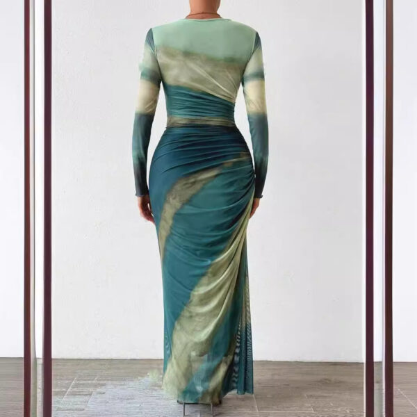 Tie-dyed Long Sleeve Slim Fit Hot Girl Long Dress Women - Image 10