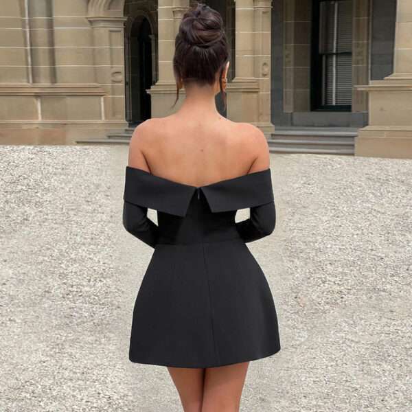 Off-shoulder A- Line Dress Women's Elegant Slim Fit - Image 3