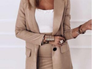 Women's Slim Fit Long Sleeve Suit Suit Skirt