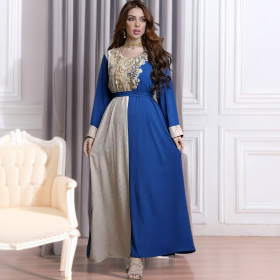 Embroidery Applique Muslim Tunic Robe Dress - Image 2