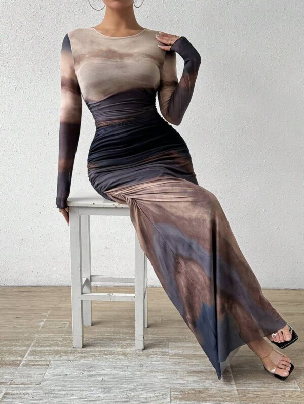Tie-dyed Long Sleeve Slim Fit Hot Girl Long Dress Women - Image 7