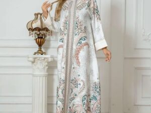 Women's Leopard Print Long Kaftan Dress