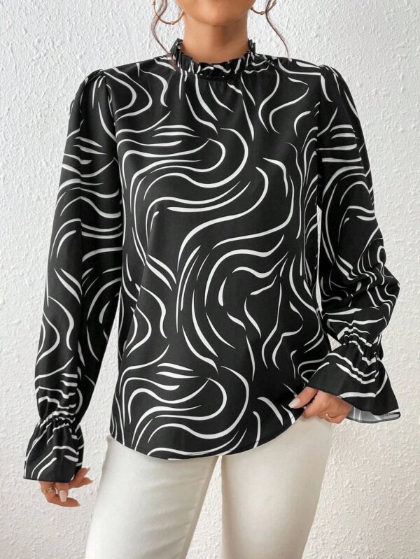 Women's Water Ripple Printed Long-sleeved Top - Image 2