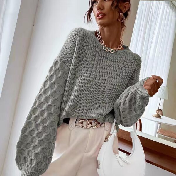 Pullover Knitting Round Neck Sweaters - Image 4