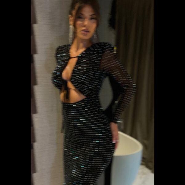 European And American Style Colorful Sequins Dress Sexy Cutout Strap - Image 2