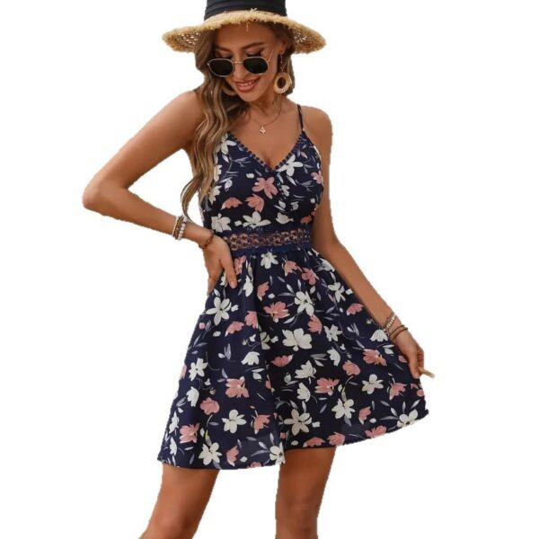 Women's Elegant Lace Splicing Sling Sexy Slim Dress - Image 6